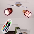 RGB LED Deckenleuchte, Chrom, Glas, Holz, beweglich, L 28 cm