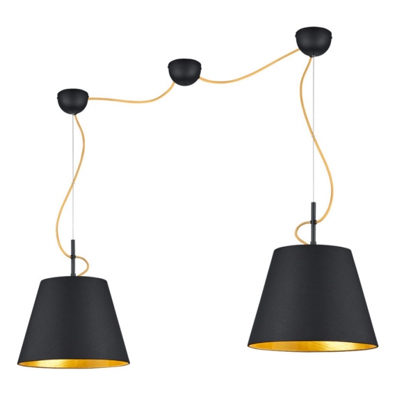 LED Hängeleuchte, schwarz-matt, gold, H 150 cm