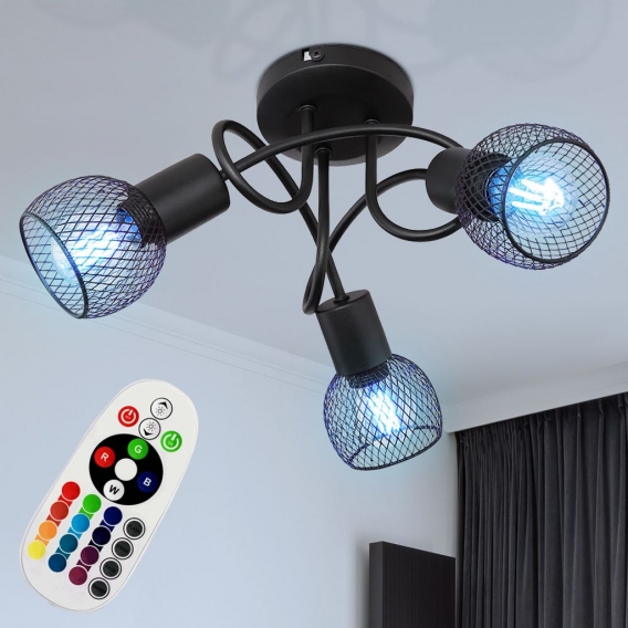 RGB LED Deckenrondell, Spot, Käfig, schwarz, 26 cm