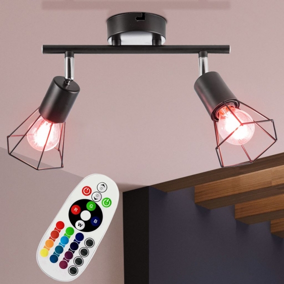 RGB LED Deckenleuchte, Gitter-Geflecht, schwarz, L 25 cm