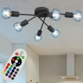 RGB LED Deckenleuchte, Käfig-Design, schwarz, rund, 63 cm