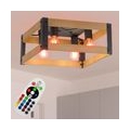 RGB LED Deckenlampe, Eisen schwarz, Holz natur, L 40 cm