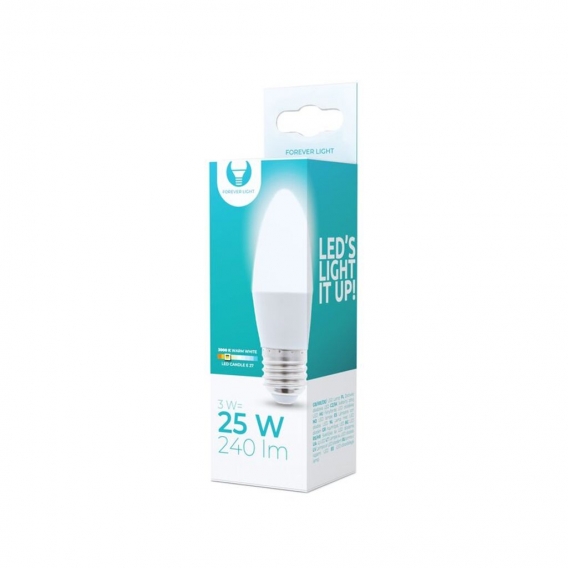 [ 2 Stück ] Forever Light LED | E27 C37 | Leuchtmittel | Lampe | Leuchte | SMD2835 | 3W | 245lm | 230V 4500K Neutralweiß