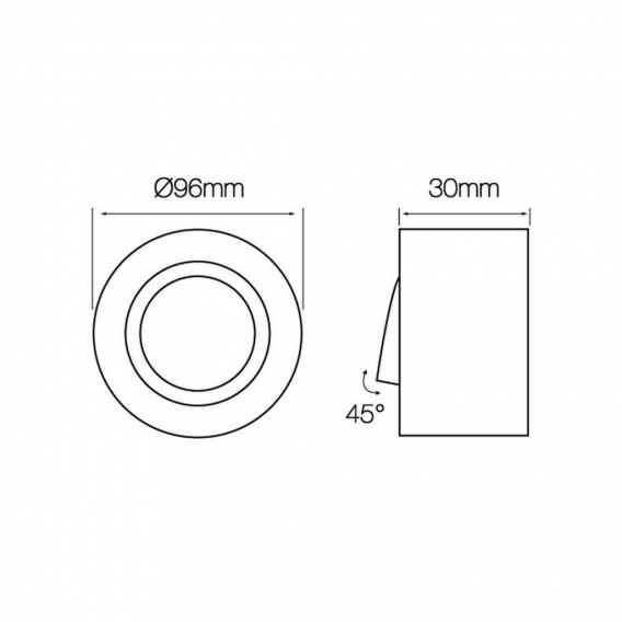 LED line Deckenleuchte ROLLO MIDI Einbaustrahler Unterputz Leuchte Strahler Schwenkbar 45° mit GU10 Fassung 230V Rund Weiß aus A