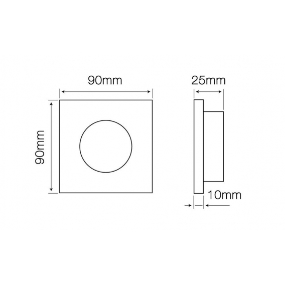 Einbaustrahler GU10 Einbaurahmen Glas Einbauleuchte Ø75mm Bohrloch inkl. GU10 Fassung für LED Leuchtmittel Silber Eckig