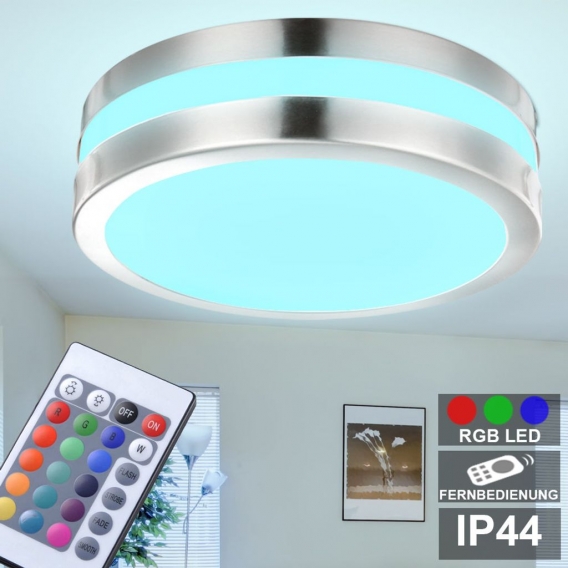 RGB LED Außenleuchte, Deckenlampe, Edelstahl, Fernbedienung