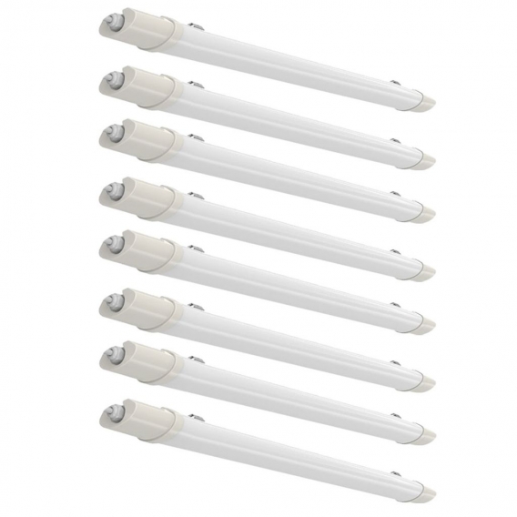 8er Set LED Wannenleuchten, neutralweiß, IP65, VT-1549