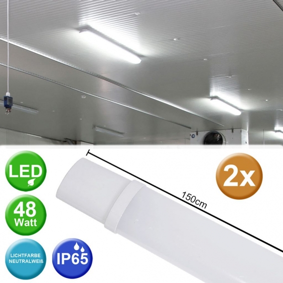 2x LED Wannenleuchten, 4000 Lumen, Neutralweiß, L 150 cm, VT-1549