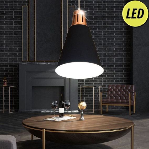 LED Decken Hänge Lampe für ihr Wohnzimmer in schwarz LUCA