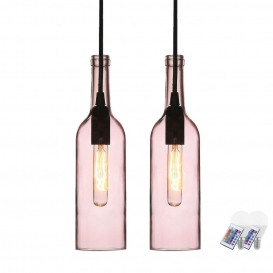 More about 2er Set RGB LED Glasflaschen Pendellampen in pink VT-7558