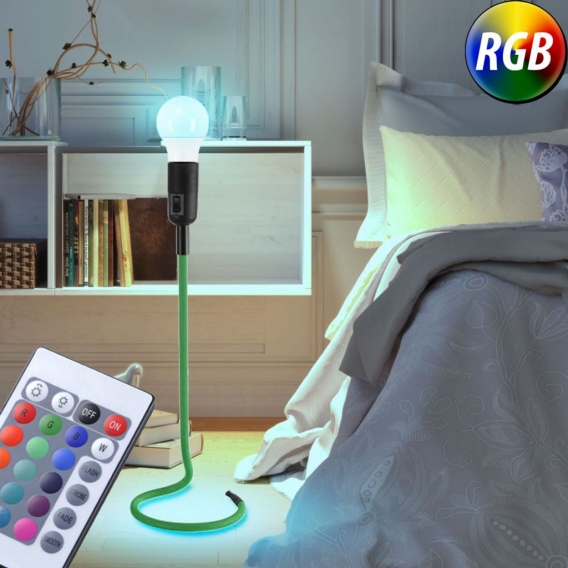 RGB LED Design Textil Tischlampe grün für den Flur CABLE