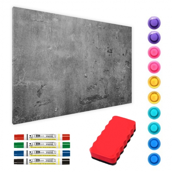 ALLboards Metallische Magnettafel BETONMAUER ZEMENTMAUER ZEMENT 60x40cm MetalBoards Memoboard für jede Art von Magneten Magnetpi