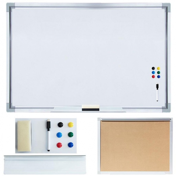 Whiteboard 60x90CM Magnetwand + Zubehör Magnettafel Memoboard Pinnwand Wandtafel Tafel Alu Aluminium Magnetboard Weißwand Magnet