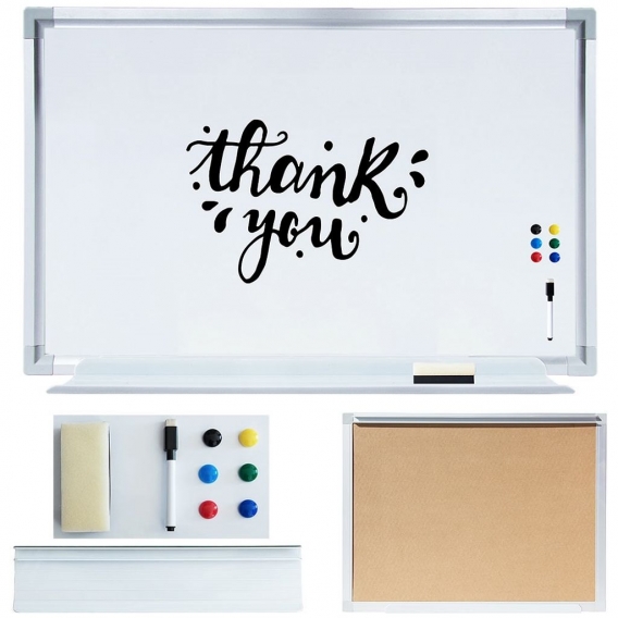 Whiteboard 60x90CM Magnetwand + Zubehör Magnettafel Memoboard Pinnwand Wandtafel Tafel Alu Aluminium Magnetboard Weißwand Magnet