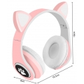 Kinder Kopfhörer Bluetooth LED kabellos Katzenohr 16865, Farbe:Rosa/ pink