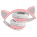 Kinder Kopfhörer Bluetooth LED kabellos Katzenohr 16865, Farbe:Rosa/ pink