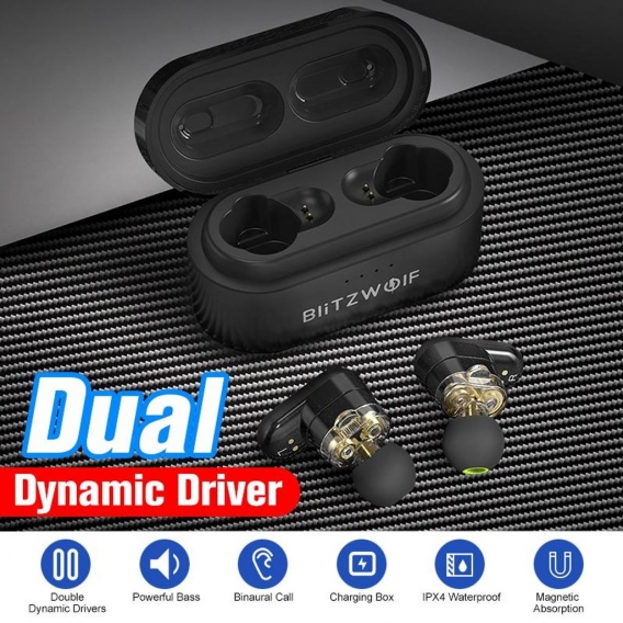 BlitzWolf BW-FYE7 TWS Bluetooth 5.0 Kopfhörer Heavy Bass Stereo Bilaterale Anrufe Kopfhörer mit Ladebox