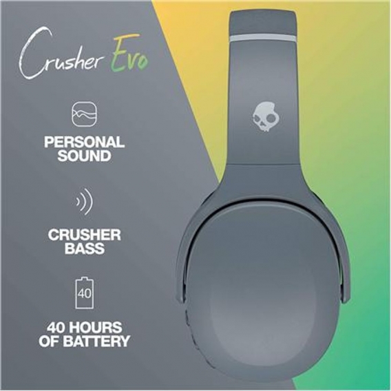 Skullcandy Wireless Kopfhörer Crusher Evo Over-Ear, Mikrofon, Kabellos, Chill Grey