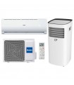 Haier Klimaanlage Geos Plus + Inverter 3,5KW 12000Btu A++/A+ R32 WIFI mit Diloc 9000 BTU mobiles Klimagerät