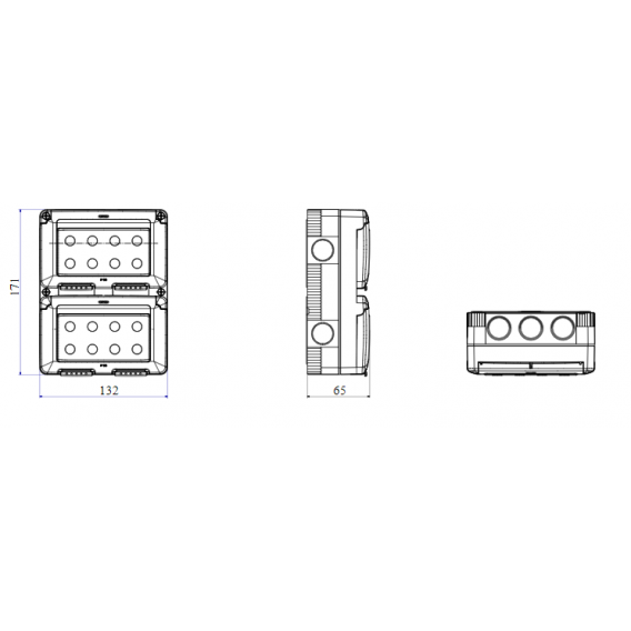 Gewiss-Gehäuse für System vertikal wasserdicht 8 Plätze Modul 4x2 IP55