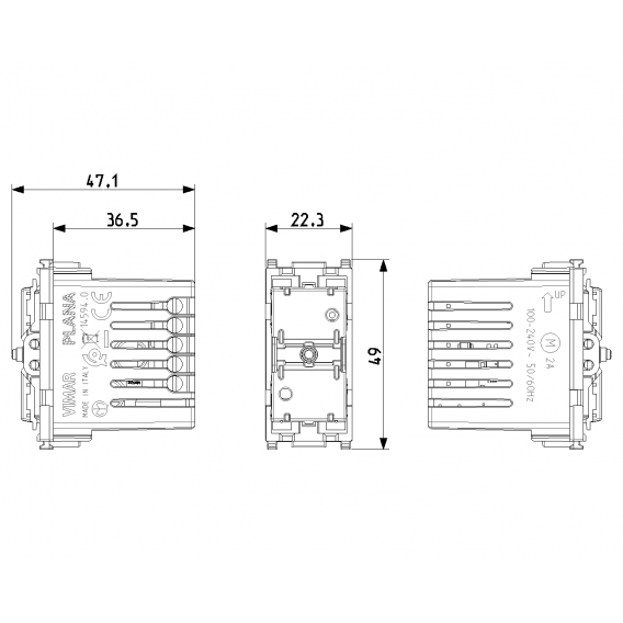 Vimar Plana Double Connected Control für Rollläden Farbe Weiß 14594.0