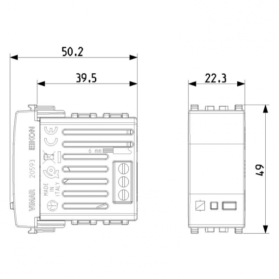 Vimar Eikon IoT verbundener Stellantrieb für 16A Steckdosen Weiß 20593.B