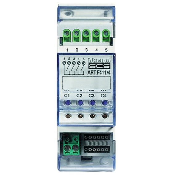 Bticino Stellantrieb mit 4 unabhängigen Relais 2 DIN-Module F411/4