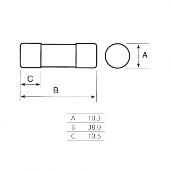 Italweber-Zylindersicherung 10,3 x 38 mm CH10 gG 0,5A 500V 1421000