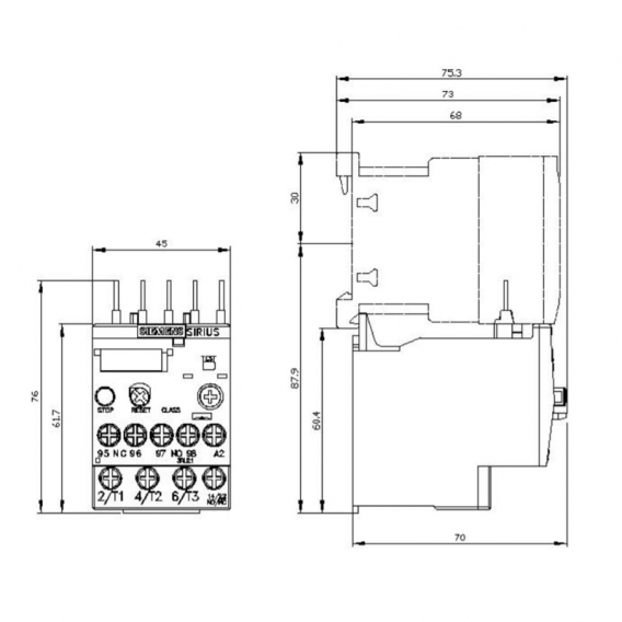 Siemens Überlastrelais für S00 Serie 0,7-1,0A 3RU21160JB0