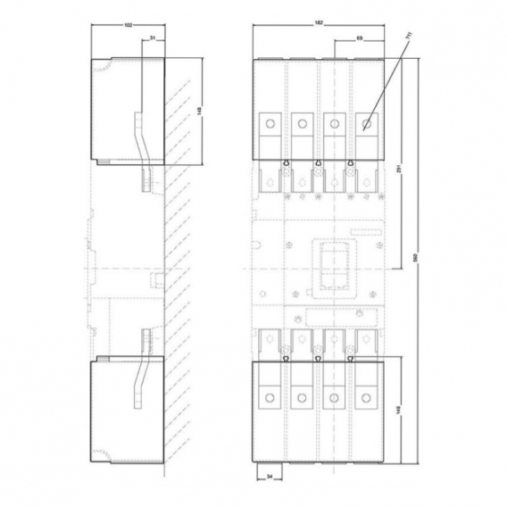 Siemens IP30 4-polige Klemmenabdeckung für VL400 3VL94008CA40