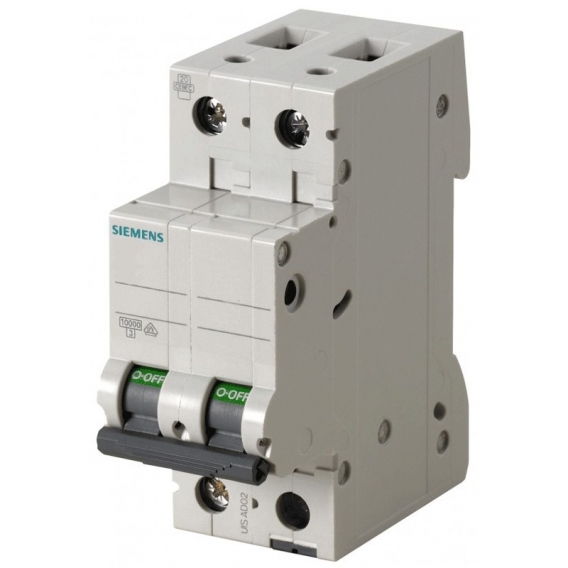 Leistungsschalter Siemens 2P 2A, 6kA Typ C, für 2 Module