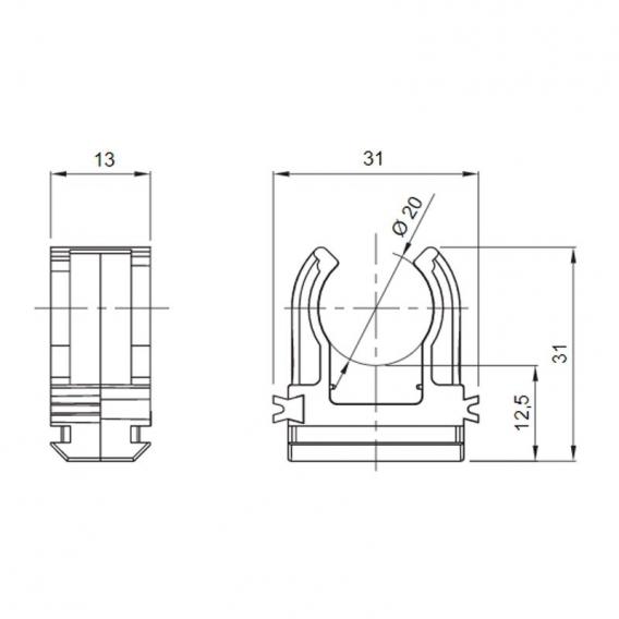 Gewiss Clipschelle für Rohre 20mm Packung 100 Stück GW50602