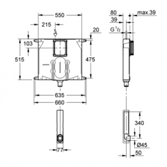 GROHE UP-Spülkasten höhe 80 mm 38863000