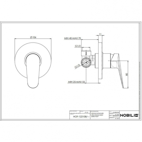 Nobili HOF Unterputz-Brausebatterie Chrom HF122108CR