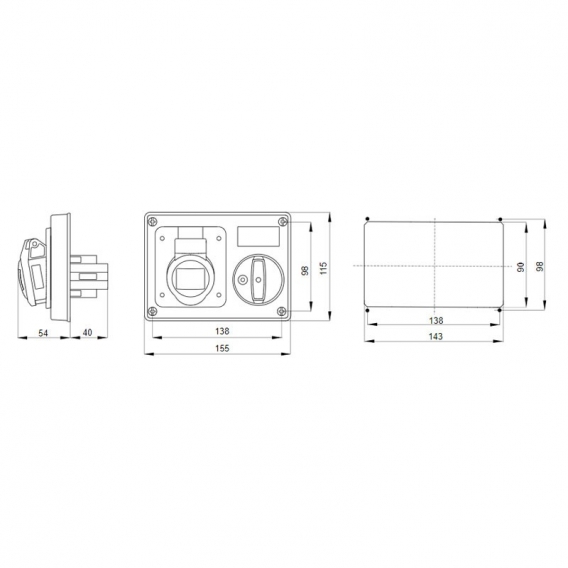 Gewiss Steckdose mit Verriegelung 2P+E 16A IP44 220V ohne Gehäuse GW66104