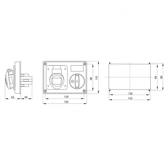 Gewiss Steckdose mit Verriegelung 3P+E 16A IP44 380V ohne Gehäuse GW66108