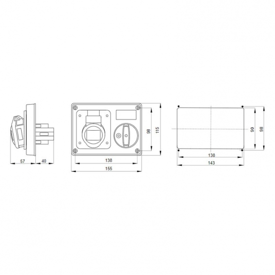 Gewiss Steckdose mit Verriegelung 3P+N+E 16A IP44 380V ohne Gehäuse GW66109