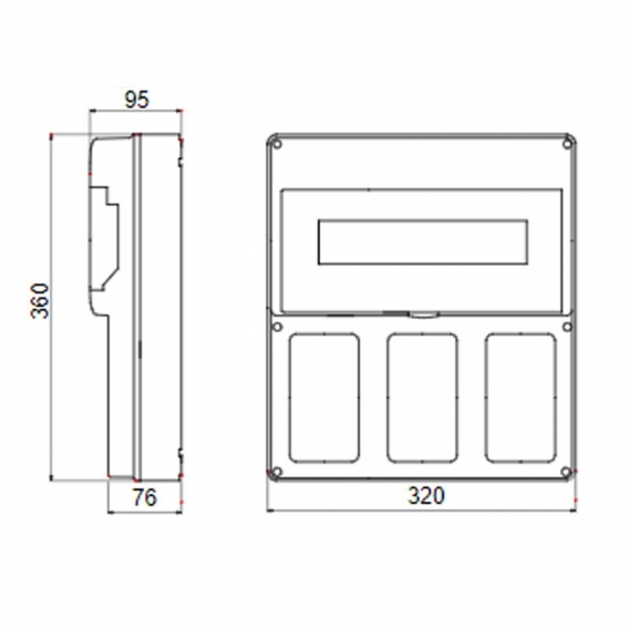 Gewiss Leerschaltschrank für 3 verriegelte Steckdosen IP55 GW66493