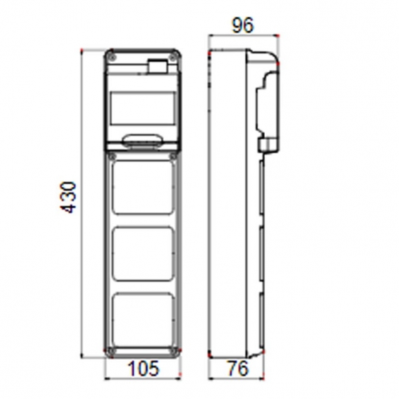 Gewiss 5-Modul-Schaltschrank mit 3 Flanschen für Industriesteckdosen GW68001N