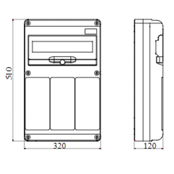 Gewiss 14-Modul-Schaltschrank mit 3 Flanschen für Industriesteckdosen GW68010N