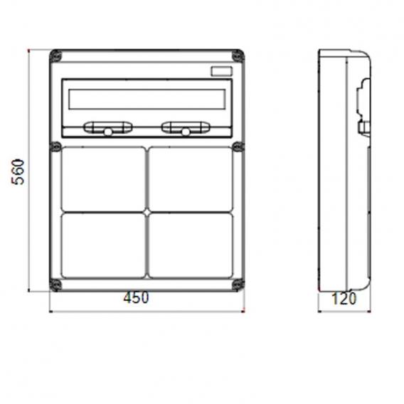 Gewiss 20-Modul-Schaltschrank mit 4 Flanschen für Industriesteckdosen GW68014N