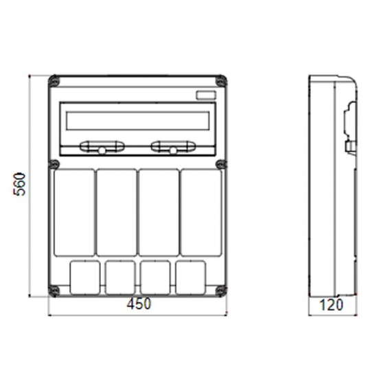 Gewiss 20-Modul-Schaltschrank mit 4+4 Flanschen für Industriesteckdosen GW68015N