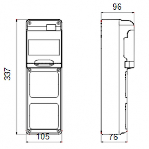 Gewiss 5-Modul-Schaltschrank mit 2 Flanschen für Industriesteckdosen GW68018N