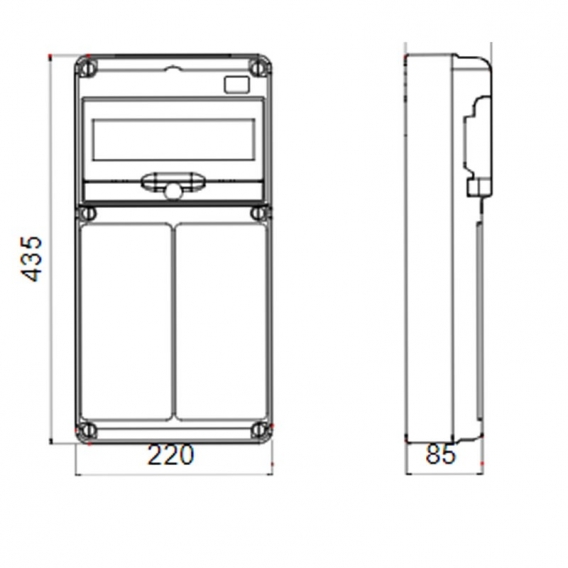 Gewiss 10-fach Schaltschrank mit 2 Flanschen für Industriesteckdosen GW68025N