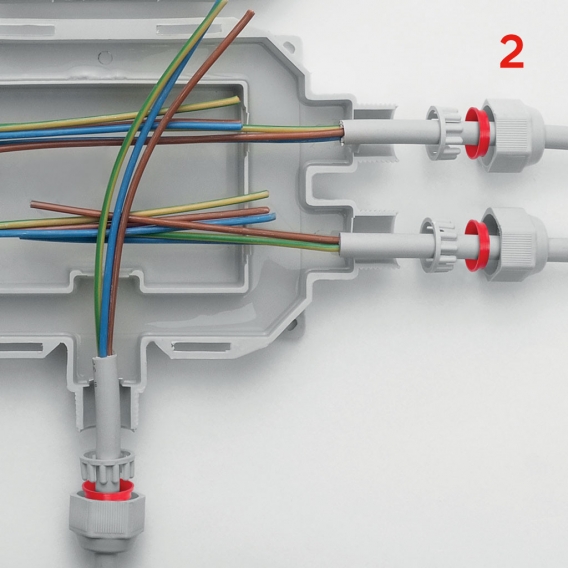 RaYtech Anschlusskasten 5 Eingänge mit Perimeterkammer Gel IP68 FOXBOX