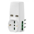 Vimar Dreifach-Adapter mit 2 USB-Stecker und 16A Steckdose 1 schuko  0P00333.B