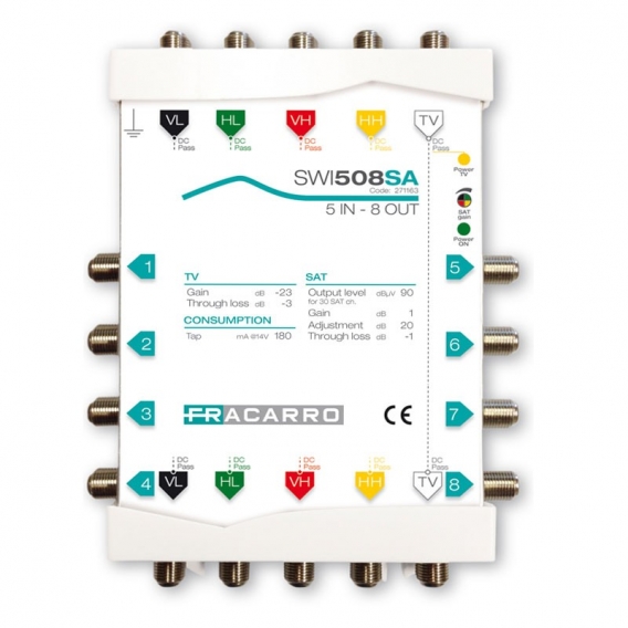Fracarro SWI508SA Kaskaden-Multischalter 5 Eingänge und 8 Ausgänge 271163