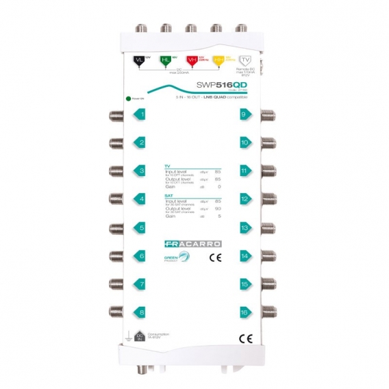 Fracarro Compact Multiswitch mit 5 Eingängen und 16 Ausgängen 271166