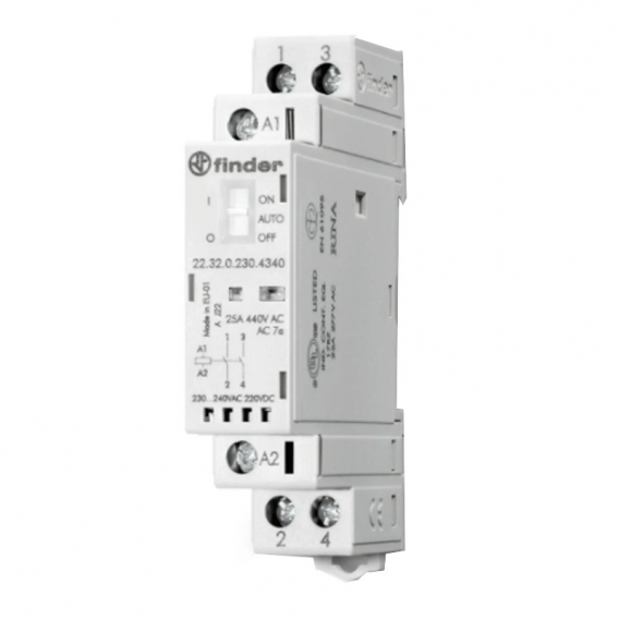 Modulares Schütz Finder 25A 2NO 230Vac 1 Modul 223202304320