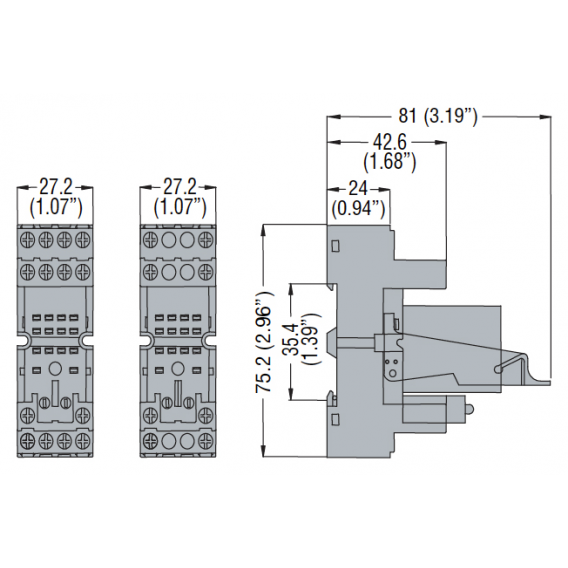 Sockel zu industrierelais Lovato mit 2 trades für serie HR602C HR6XS21